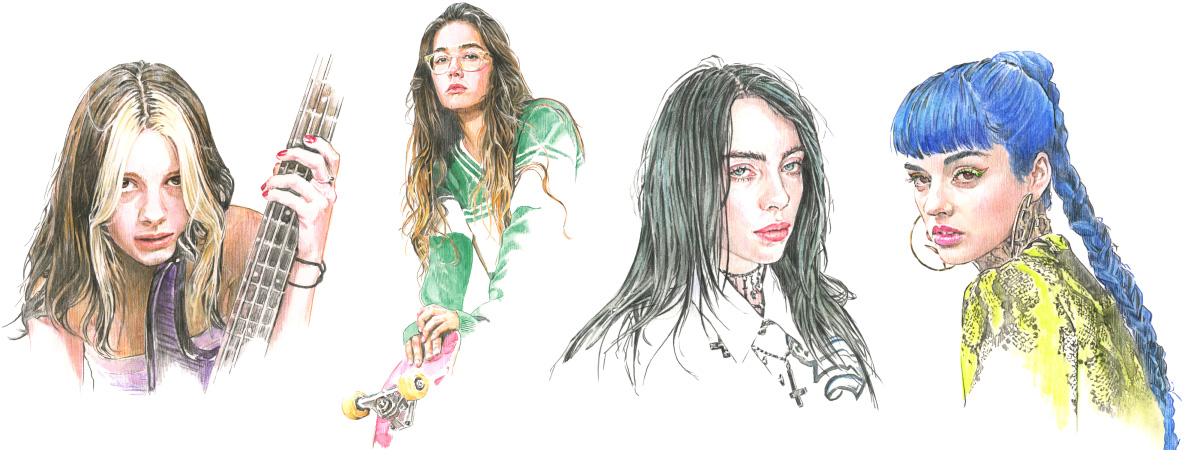 ビリー・アイリッシュ　イラストrachelle prettysick　sabrina　sita　Billie Eilish　illustration